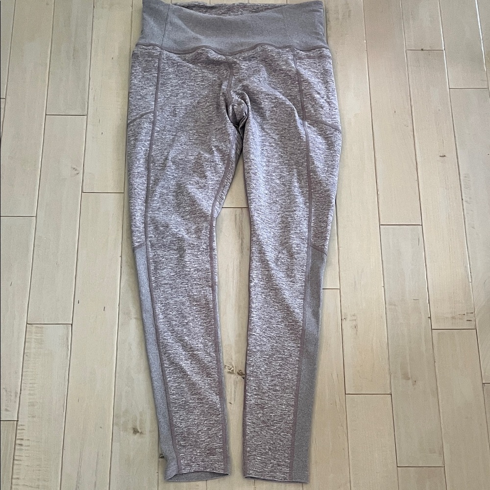 Athleta Heathered exhale heel tight Light lavender grey L 31” - Picture 2 of 11